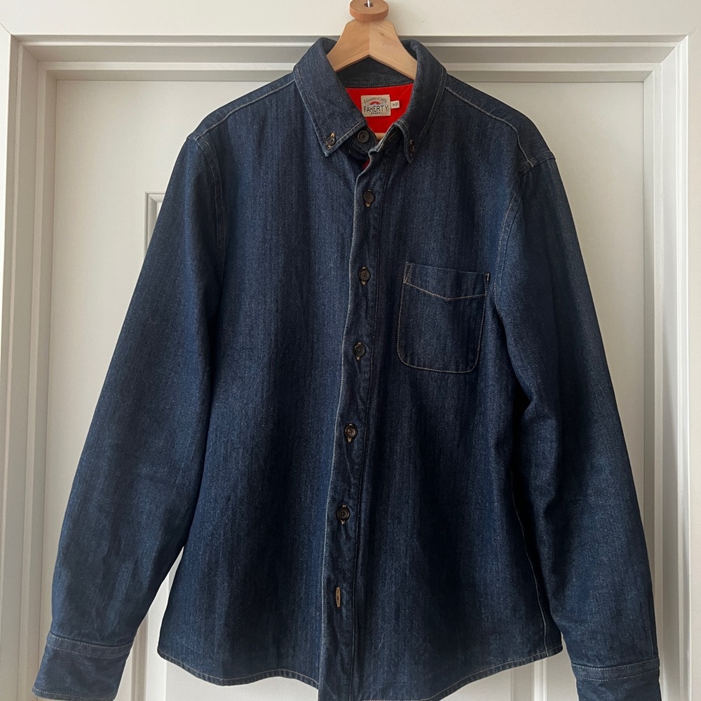 Faherty Dark Blue Denim Shirt Jacket